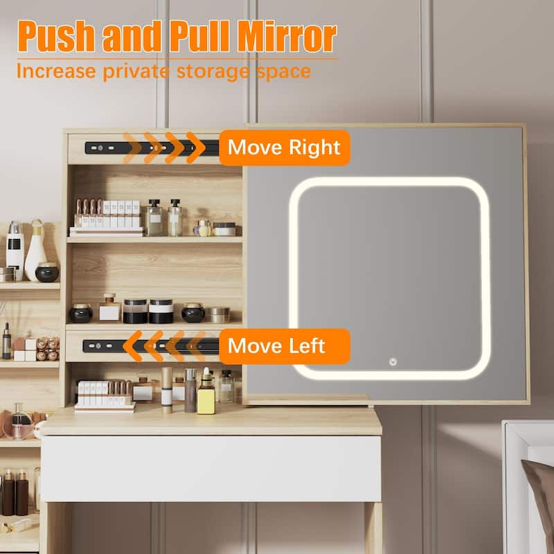 Vanity Desk with Mirror and LED Lights