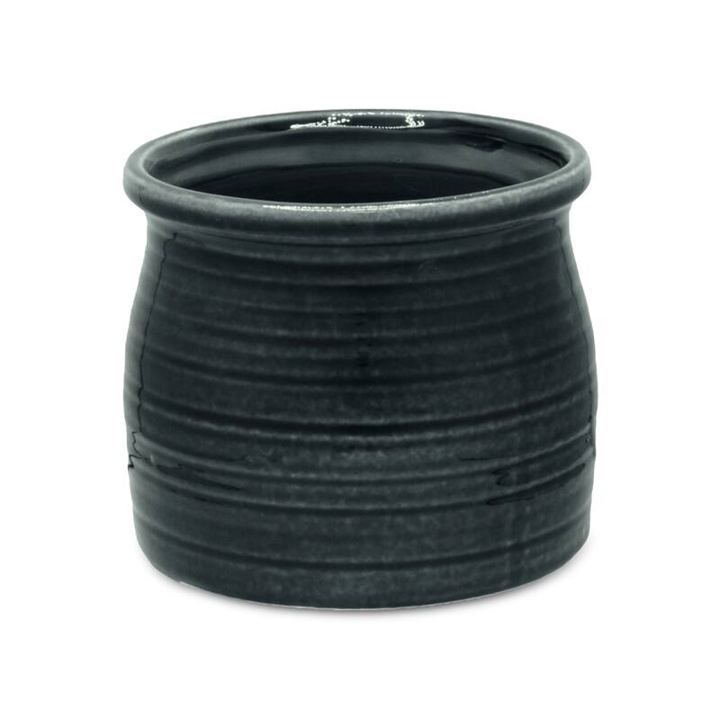 Kifon Curved Ceramic Ceramic Pot - Dark Gray
