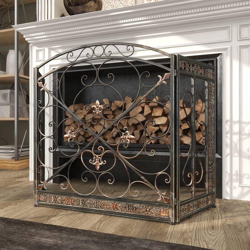 Green Metal Fireplace Screen
