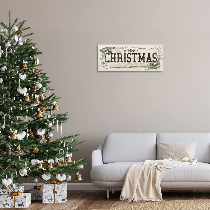 Stupell Rustic Merry Christmas Friends and Family Sign Canvas Wall Art