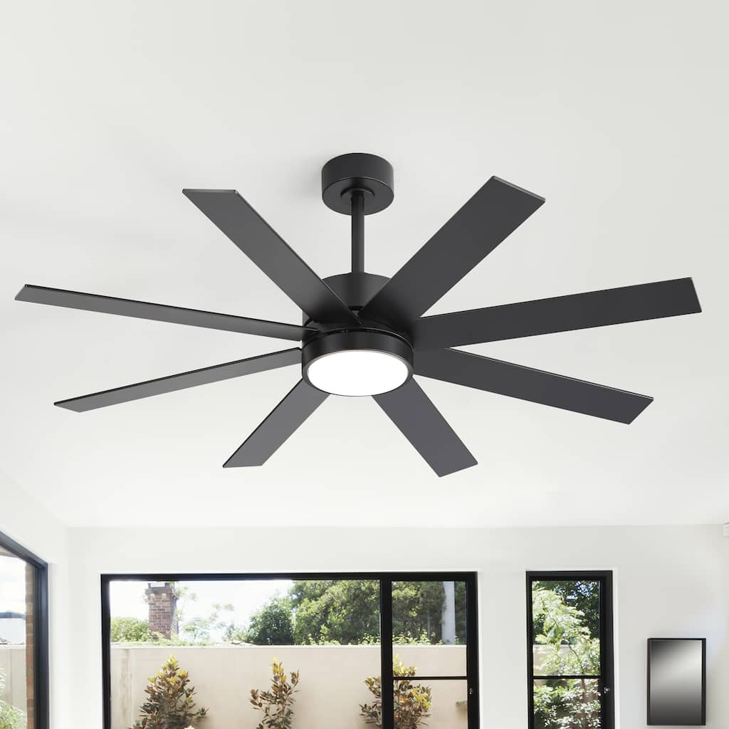 52-Inch Black Ceiling Fan with Lights, Remote Control, 6-Speed DC Motor, Reversible, 3CCT, For Bedroom Living Room