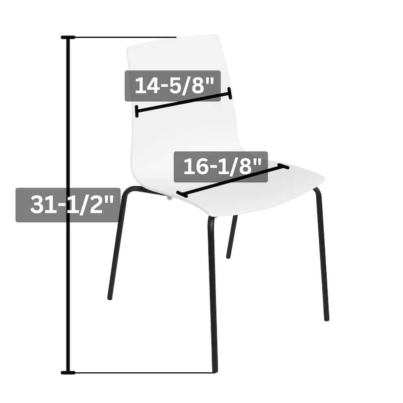 Furnish Theory Aero-S Pro Indoor/Outdoor Stackable Dining Side Chairs Polypropylene Shell & Powder-Coated Steel Legs (Set of 2)