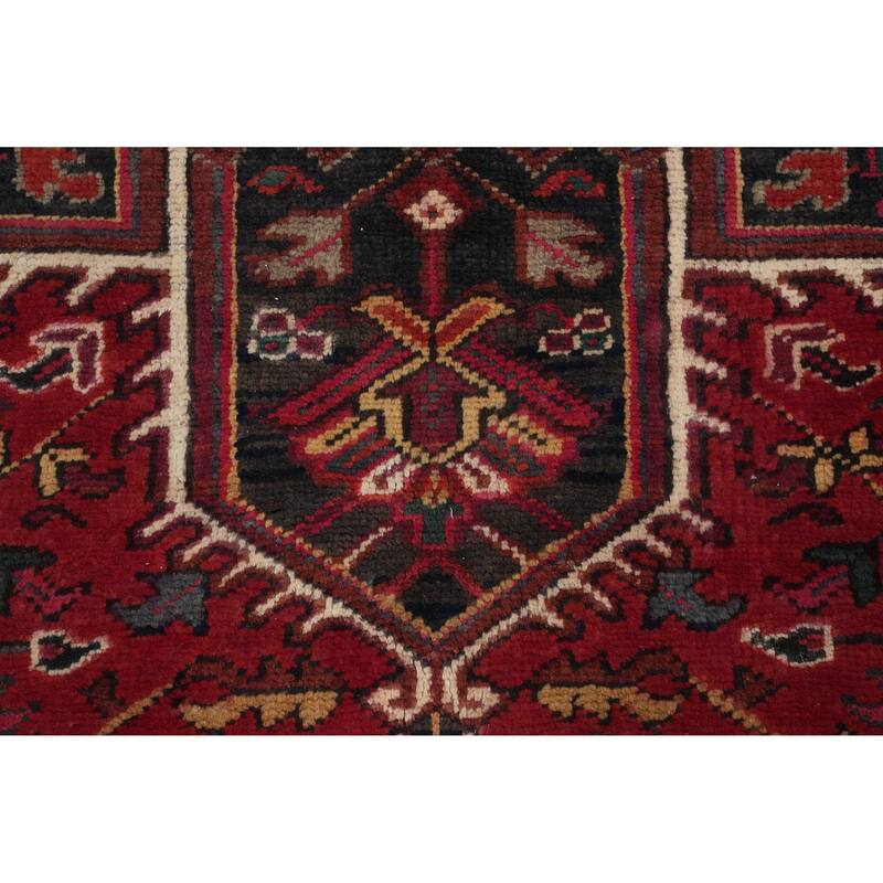 Hand Knotted Oriental 100% Wool Carpet Traditional Medallion Red Heriz Area Rug - 8' 10'' X 6' 0''