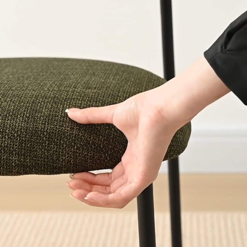 Modern Upholstered Dining Chairs with Curved Open Back and Black Metal Legs (Set of 6)