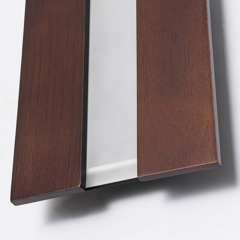 11.8" W Modern Walnut-colored Wooden Rectangle Flush Mount Wall Light for Hallways, Living Rooms