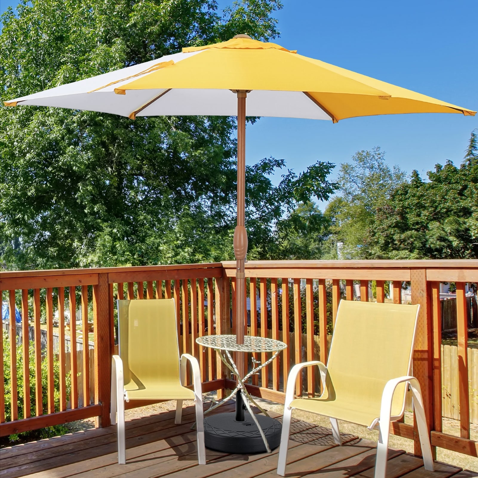 commercial patio sun umbrella Business & Pleasure Co. The Enhances ventilation and reduces wind pressure while adding a modern aesthetic Commercial Large Octagonal Aluminum Frame