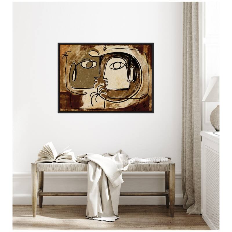 Kate and Laurel Sylvie What Secrets Do The Palms Whisper To The Earth Framed Canvas by Shatha Al Dafai
