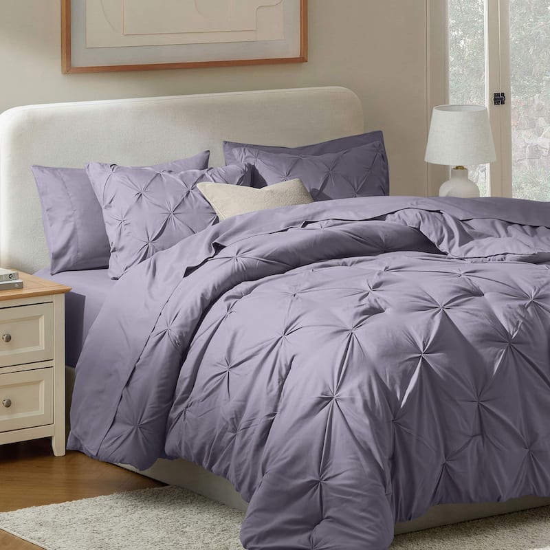 Nestl Pinch Pleate Comforter Set Bed in a Bag with Cooling Pillow