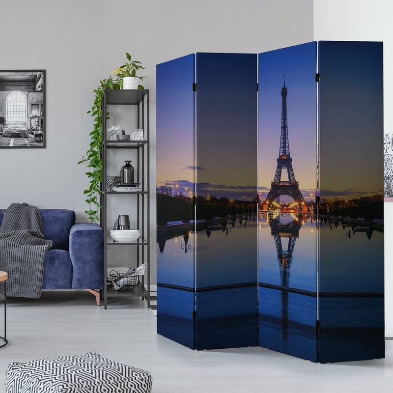 American Art Decor Double-Sided Canvas Room Divider, 4 Panels, 70" H x 63" L