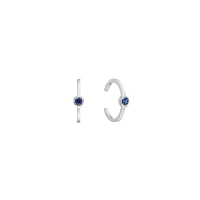 Curata 14k White Gold 0.09tcw Genuine sapphire Cuff Earrings
