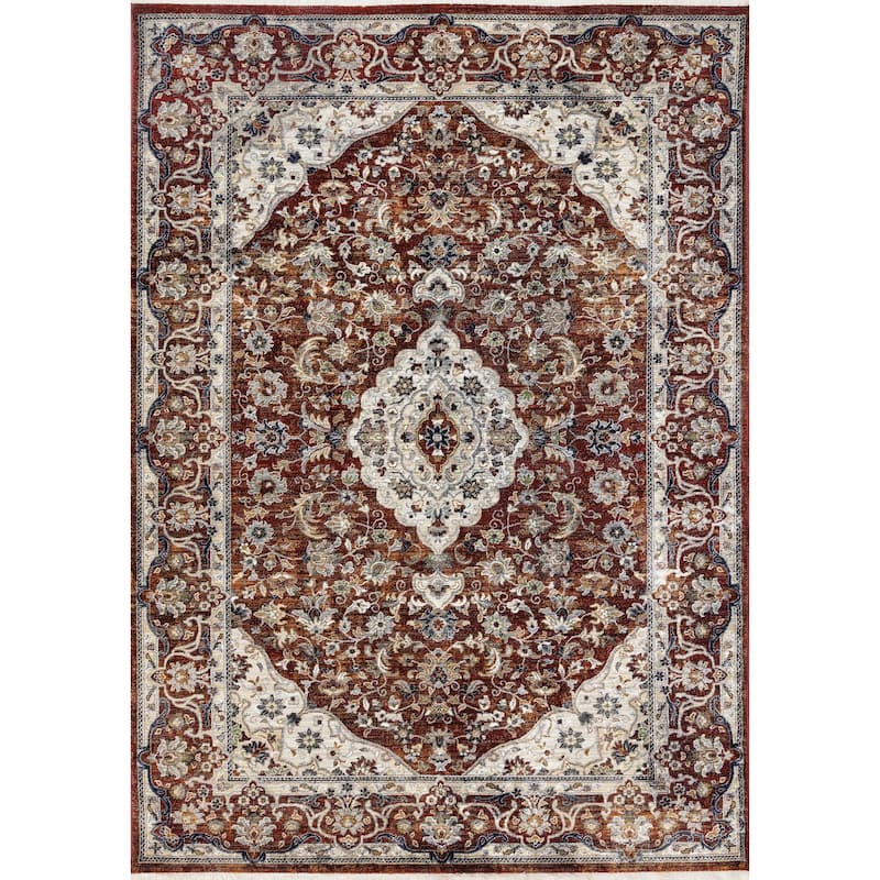 Sydney Collection - Red/Cream Classic Border Rug