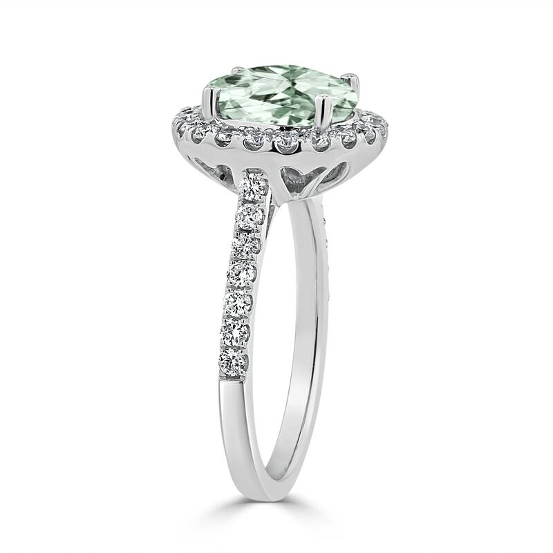 Auriya 2ct Fancy Round Green Amethyst and Halo Diamond Engagement Ring 5/8ctw 14k Gold