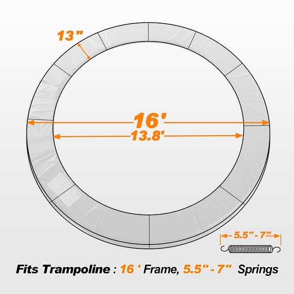 dimension image slide 5 of 7, ExacMe Trampoline Pad Replacement Safety Spring Cover Round 16 15 14 12 10 Foot, Dark Green