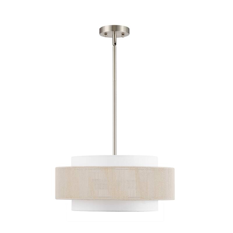 GetLedel 18" 4-Light Rope Drum Shaded Chandelier