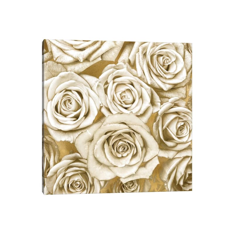 iCanvas "Ivory Roses On Gold" by Kate Bennett Canvas Print