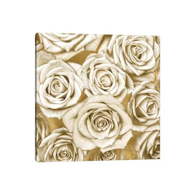 iCanvas "Ivory Roses On Gold" by Kate Bennett Canvas Print