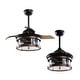 preview thumbnail 5 of 11, 36" Industrial Retractable 3-Blade Ceiling Fan Chandelier with Remote - 36-in