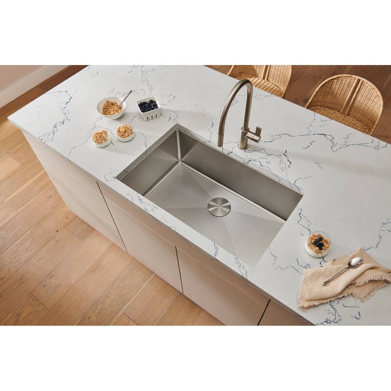 Ruvati Hex Bottom 30-inch Scratch Resistant Embossed Texture Kitchen Sink Stainless Steel - RVH7630