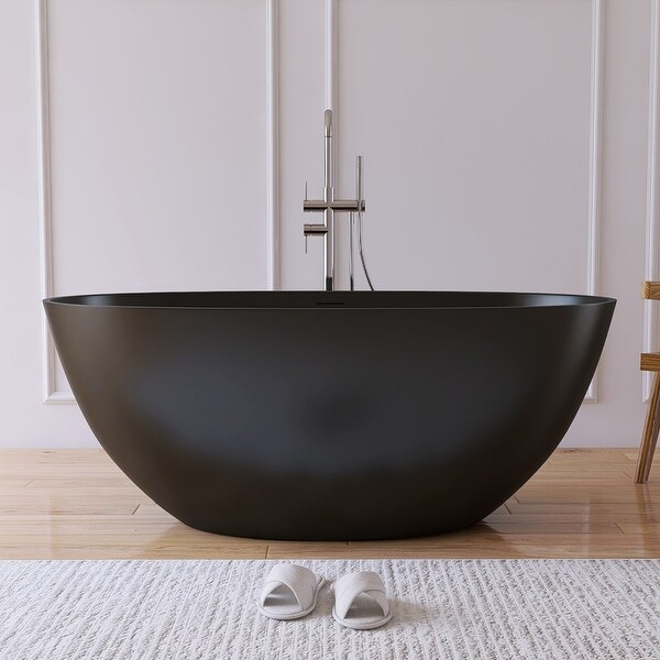 Alvana 55'' x 29.5'' Freestanding Soaking Solid Surface Bathtub