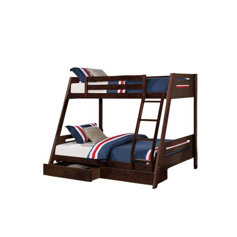 Full Over Full Metal Bunk Bed Contemporary Style With Angled Ladder, Black