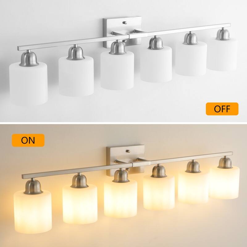 Modern Bathroom Vanity Light With Frosted Milk Glass Shades