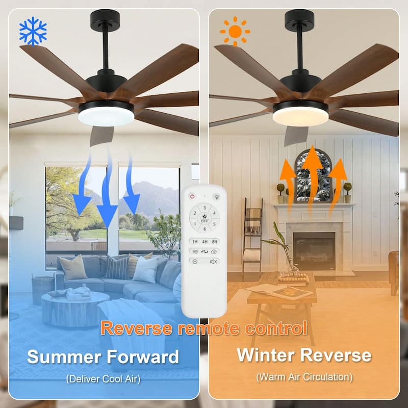 Cusp Barn 60 Inch Black Large Ceiling Fans with Lights and Remote, Modern 6 Speeds Quiet Reversible DC Motor Ceiling Fan