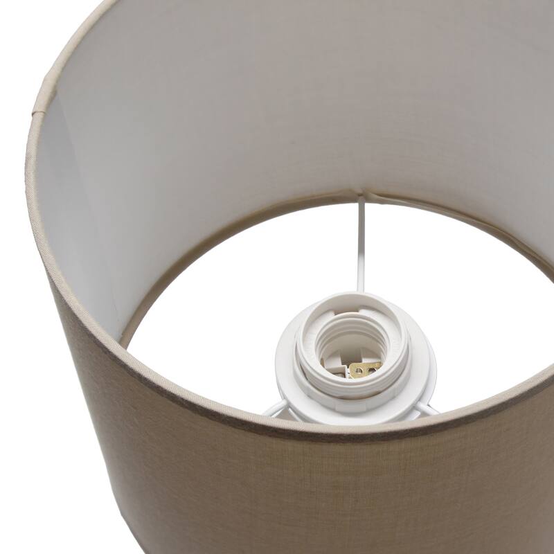 Vertical Grooved Ceramic Table Lamp with Drum Shade - 16" - Taupe