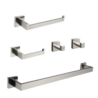 5 Piece Bathroom Hardware Set Wall Mount Bathroom Towel Holder Bar Set Bathroom Fixtures 304 Stainless Steel Bath Accessories