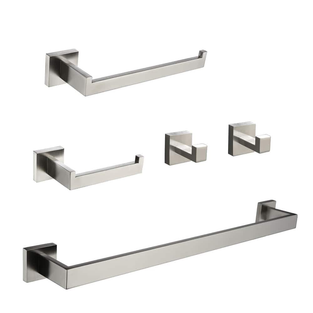 5 Piece Bathroom Hardware Set Wall Mount Bathroom Towel Holder Bar Set Bathroom Fixtures 304 Stainless Steel Bath Accessories