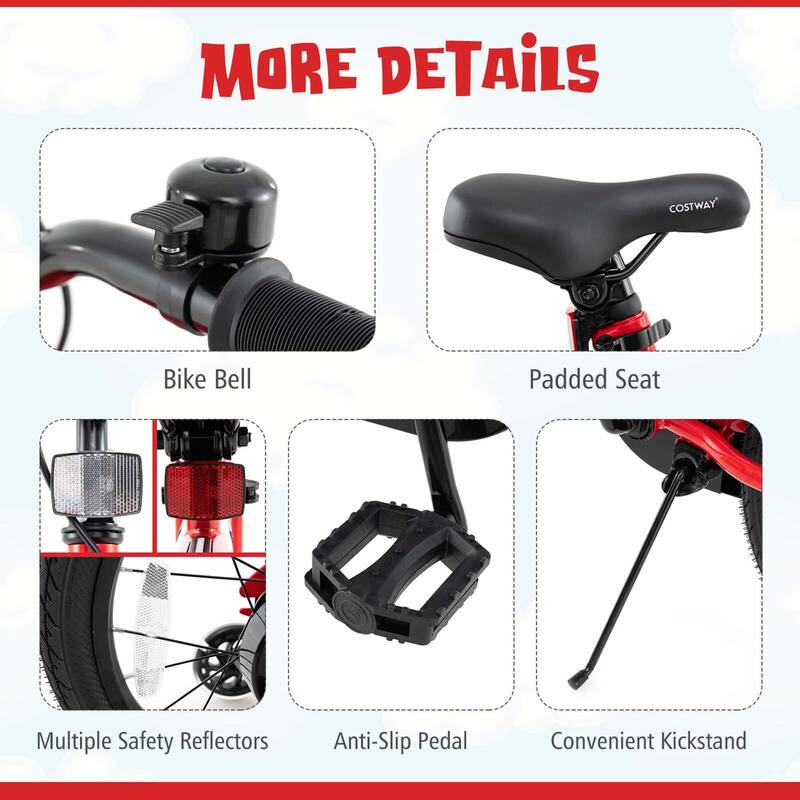 Costway 18" LED Lighted Kids Bike with Adjustable Seat Coaster Brake - See Details