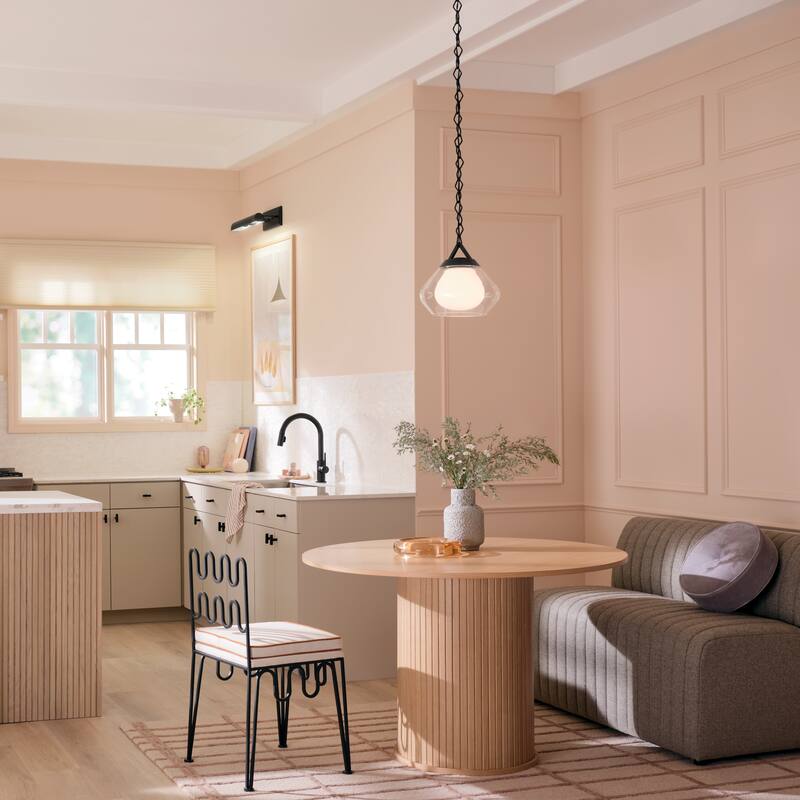 Kichler Lighting Nella 16 Inch 1 Light Pendant with Clear Outer Glass with Opal Interior Glass in Black - 12