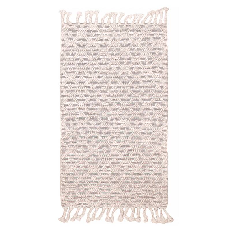 ECARPETGALLERY Braid weave Sienna Cream, Grey Wool Rug - 3'0 x 5'0 - Cream/ Grey - 3'0 x 5'0