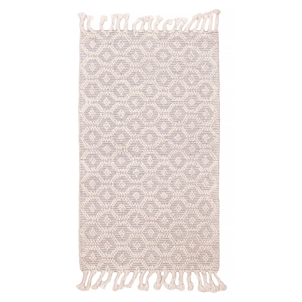 ECARPETGALLERY Braid weave Sienna Cream, Grey Wool Rug - 3'0 x 5'0