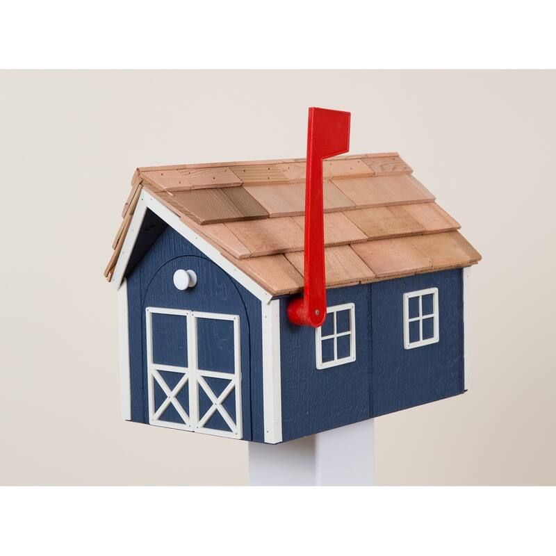 Wooden Mailbox - Navy/White