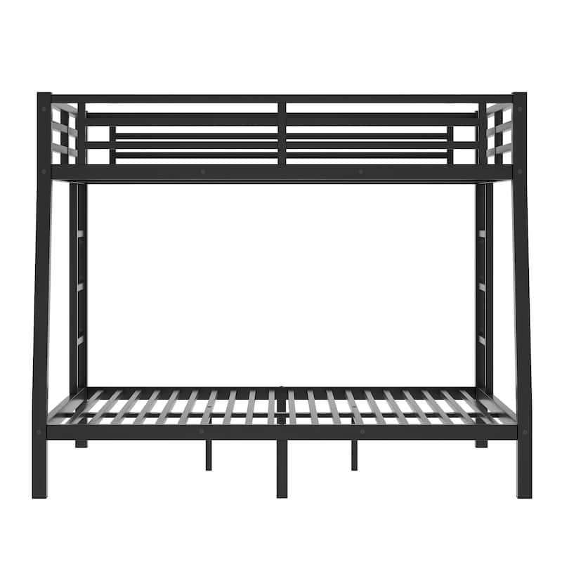 Durable Metal Full XL over Queen Bunk Bed with Side Ladders, Noise Reduction, and Safety Features for Teens & Adults