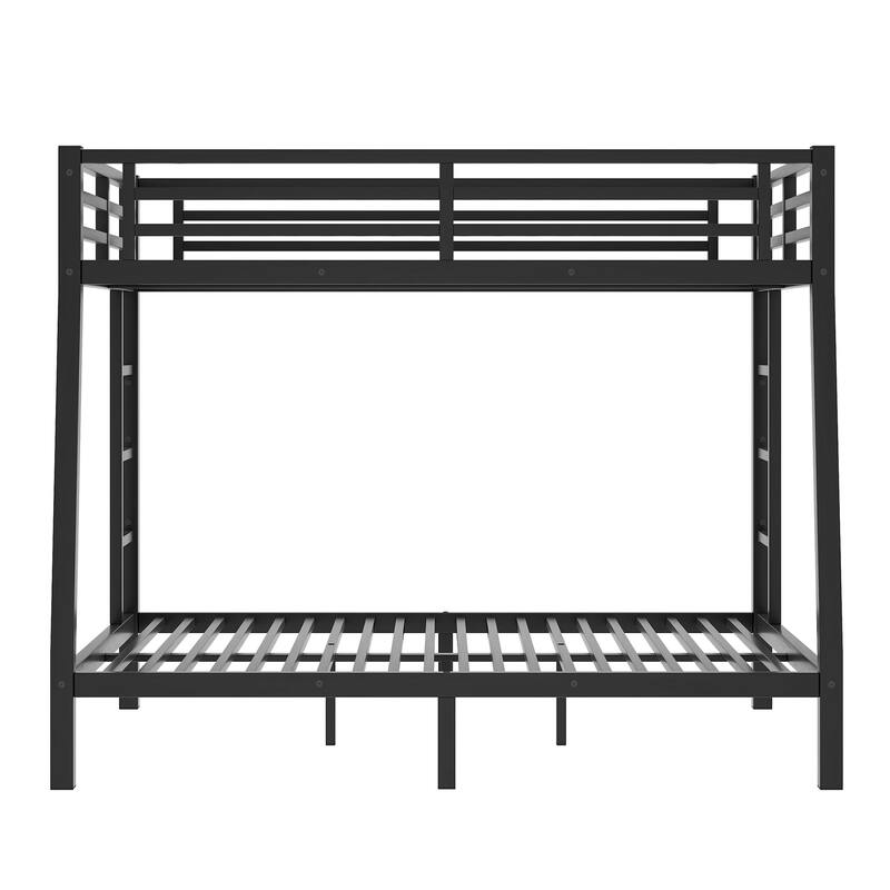 Metal Bunk Bed Frame with Double Ladder and Under Bed Storage