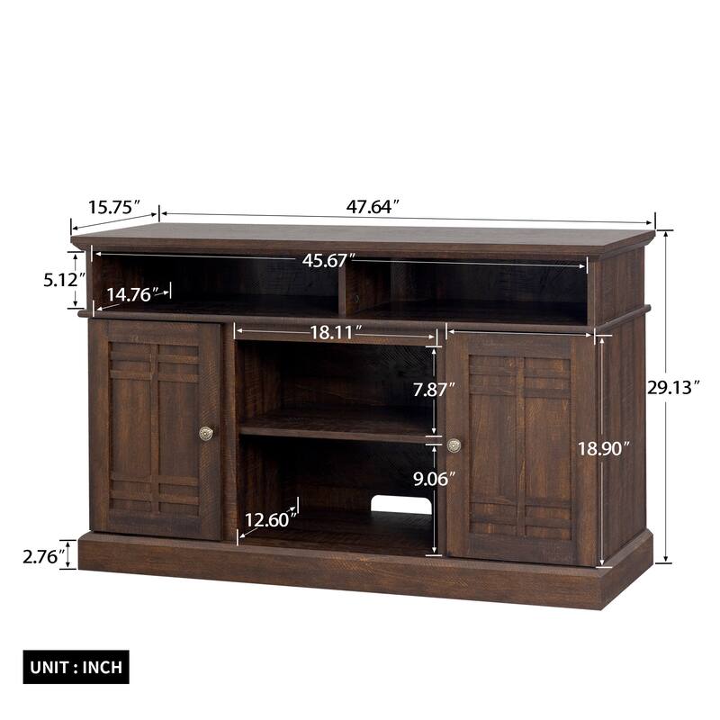 58Inch / 47Inch Fireplace TV Stand Media Furniture With Open Storage Shelves Cabinets TVs Entertainment Table For Living Room