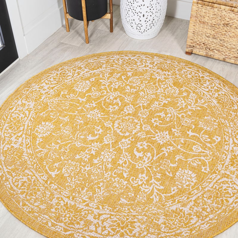 JONATHAN Y Sinjuri Bohemian Textured Weave Floral Indoor/Outdoor Area Rug