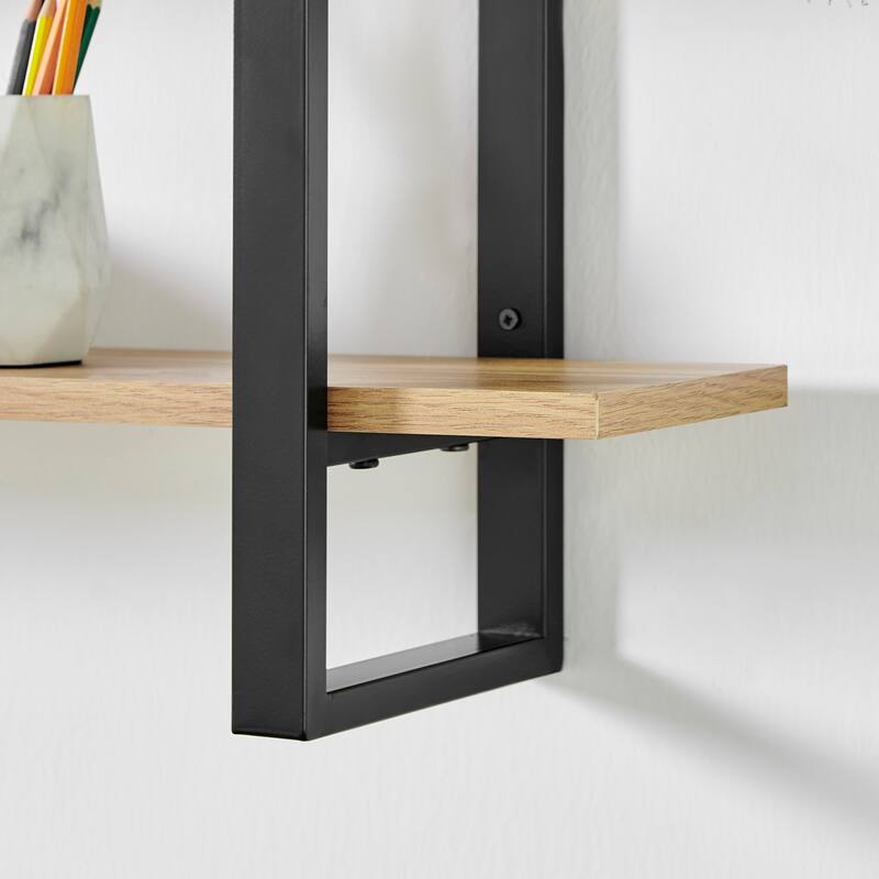 Danya B. Rio Three Tier Modular Floating Bracket Wall Shelf - Chestnut