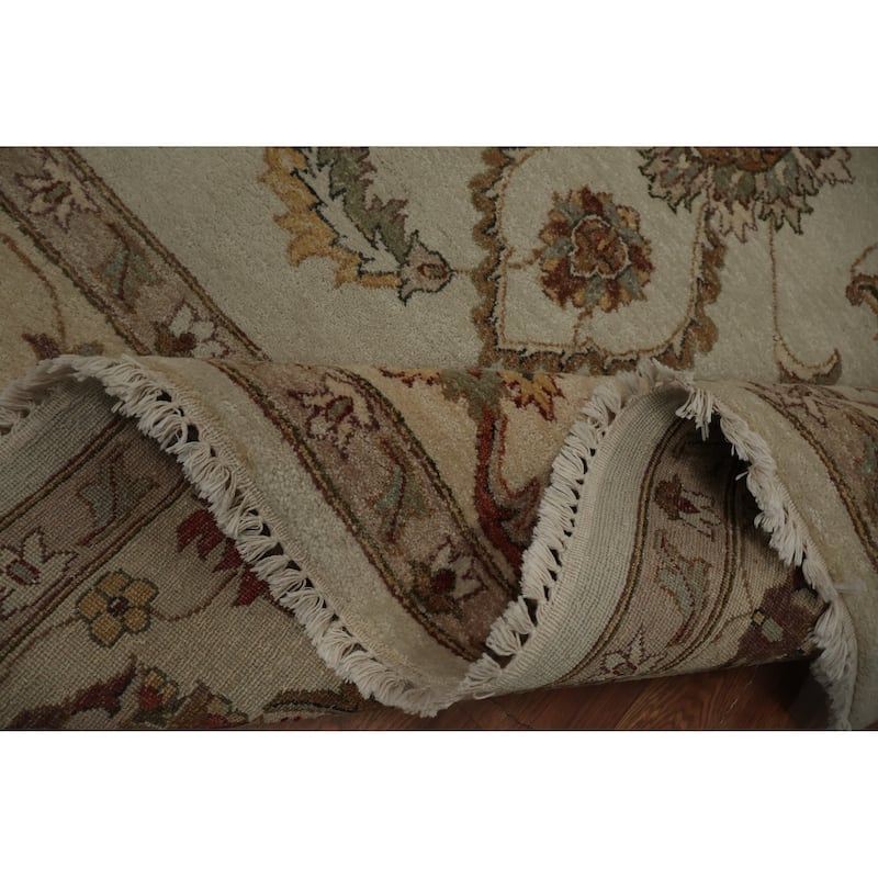 Hand Knotted Oriental 100% Wool Carpet Traditional All-Over Beige & Ivories Peshawar Area Rug - 12' 4'' X 8' 10''