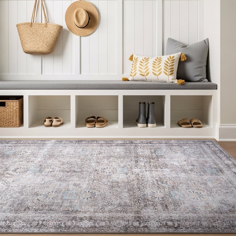 World Rug Gallery Vintage Inspired Machine Washable Non Slip Area Rug