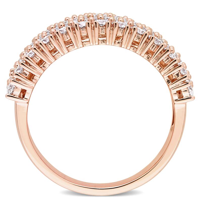 Miadora 1-3/4ct TDW Diamond Triple Row Semi-Eternity Ring in 14k Rose Gold