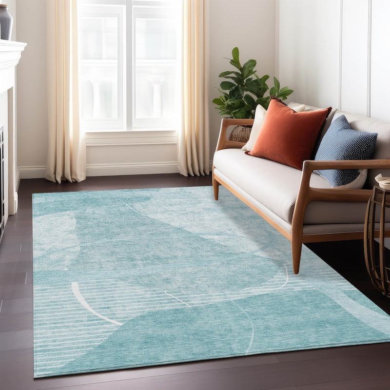 Machine Washable Indoor/ Outdoor Chantille Abstract Modern Rug