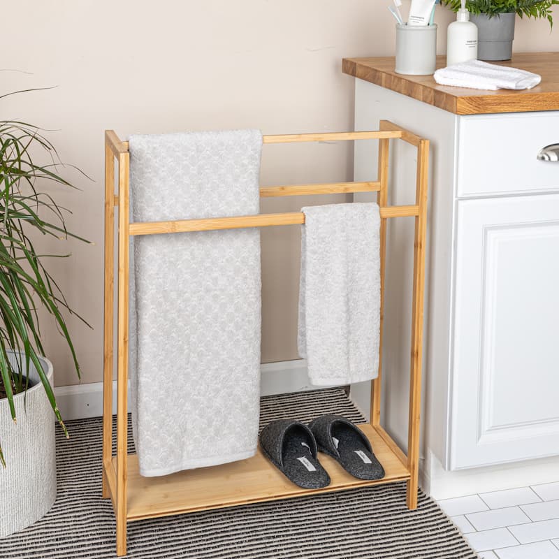Household Essentials Bamboo Towel Rack - 25.0"L x 9.5"W x 31.5"H - 25.0"L x 9.5"W x 31.5"H - Natural