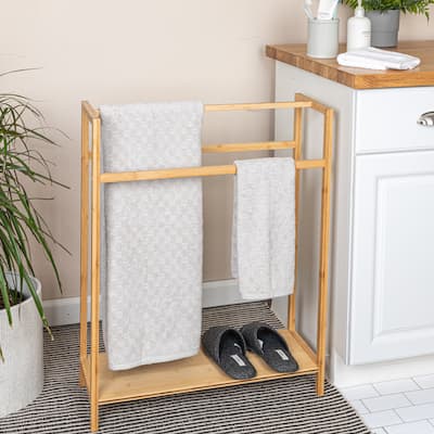 Household Essentials Bamboo Towel Rack - 25.0"L x 9.5"W x 31.5"H