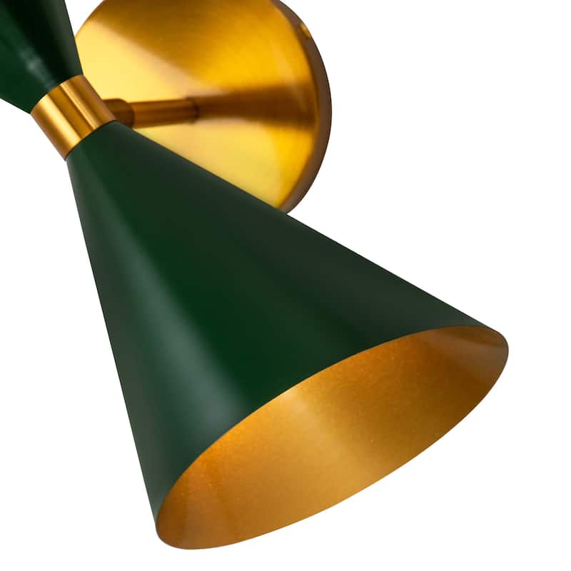 2-Light Modern Adjustable Head Cone Vanity Light Up&Down Dual Horn Hourglass Wall Sconce