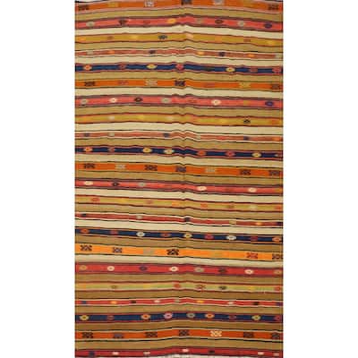 Hand Woven Oriental 100% Wool Carpet Southwestern Tribal Multi-Colored Kilim Area Rug - 7' 10'' X 4' 9''
