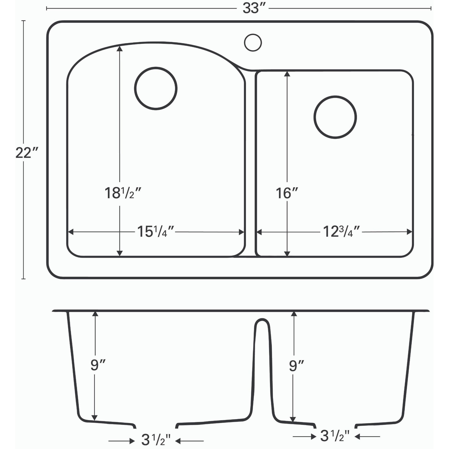 Karran QT-610 Drop-In Quartz Composite 33 in 1-Hole 60//40 Double Bowl Kitchen Sink Kit in Grey