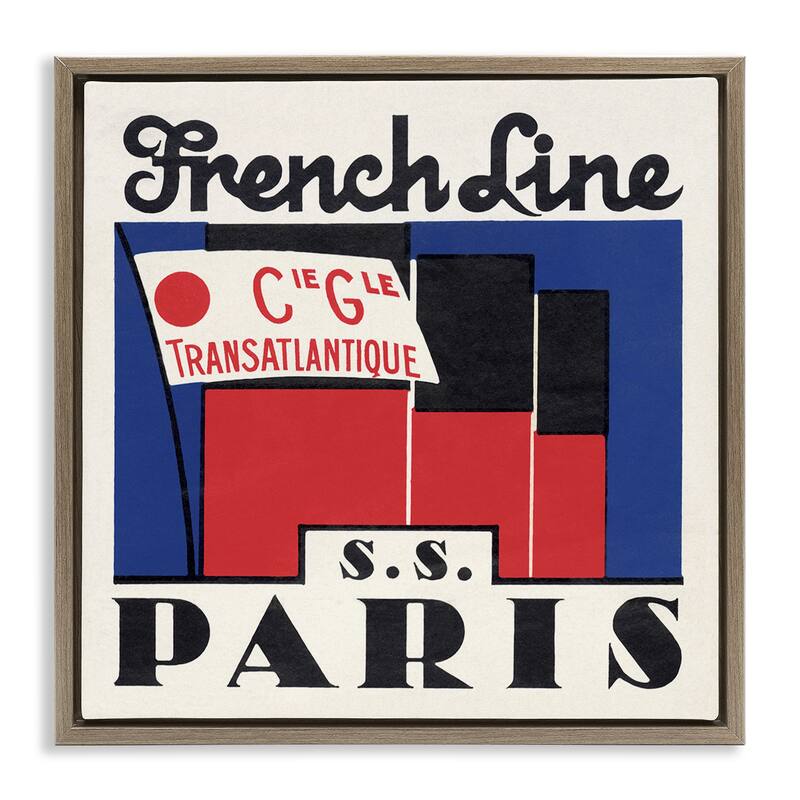 Stupell SS Paris Vintage Banner Framed Floater Canvas Wall Art Design By Phillipa Katz - 25 x 25 - Brown