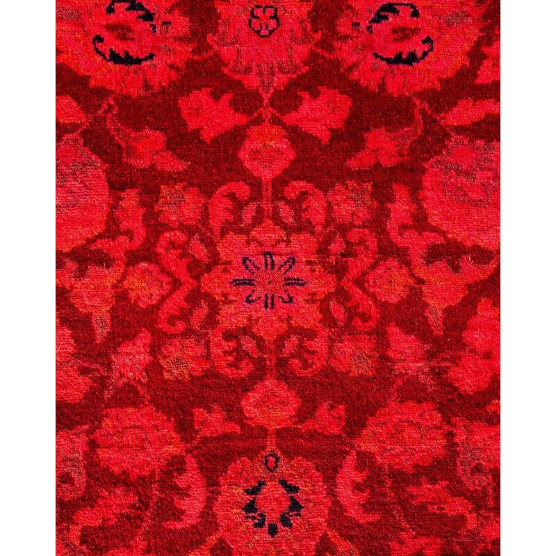 Overton Hand Knotted Wool Vintage Inspired Modern Contemporary Overdyed Red Area Rug - 3' 1" x 5' 4"